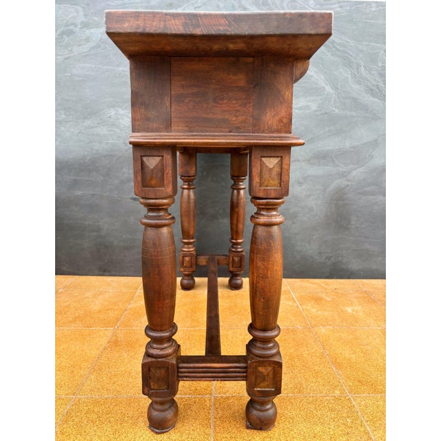 Spanish Renaissance Console Table with Two Drawers and Turned Legs, 1920s For Sale - Image 12 of 14