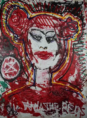 "Tanya the Red: Red Rebel Brigade" Contemporary Figurative Oil Painting by Sax Berlin