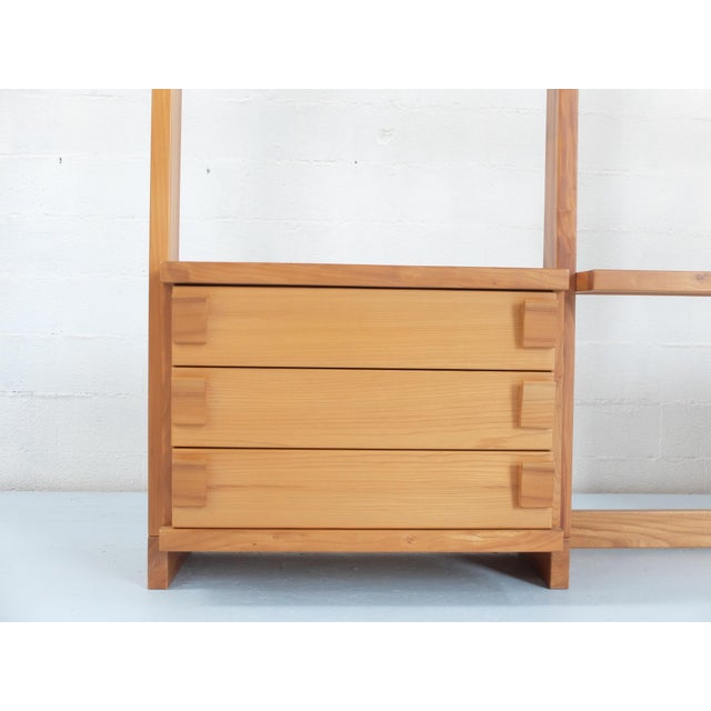 Wood Desk and Bookcase in Elm from Regain France, 1980 For Sale - Image 7 of 8