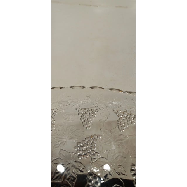Glass Vintage Anchor Hocking Glass Snack Set 6 Piece Plate & Cup Grape Leaf Design For Sale - Image 7 of 7