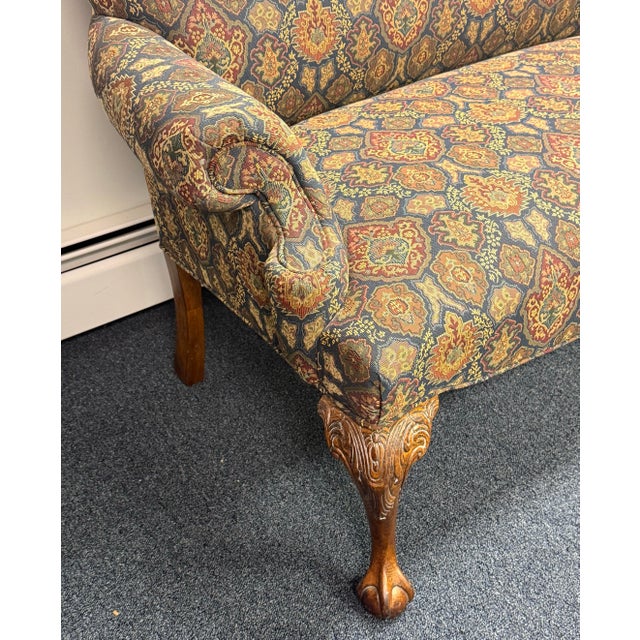 Textile Fairfield Furniture Camelback Chippendale Settee For Sale - Image 7 of 9