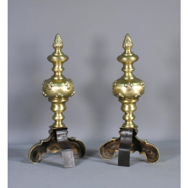 Louis XIV French Bronze Firedogs, 19th Century, Set of 2 For Sale - Image 10 of 12
