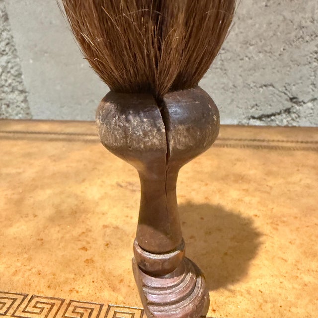 Antique Shaving Brush Turned Wood Handle Horsehair or Badger Hair For Sale - Image 4 of 14