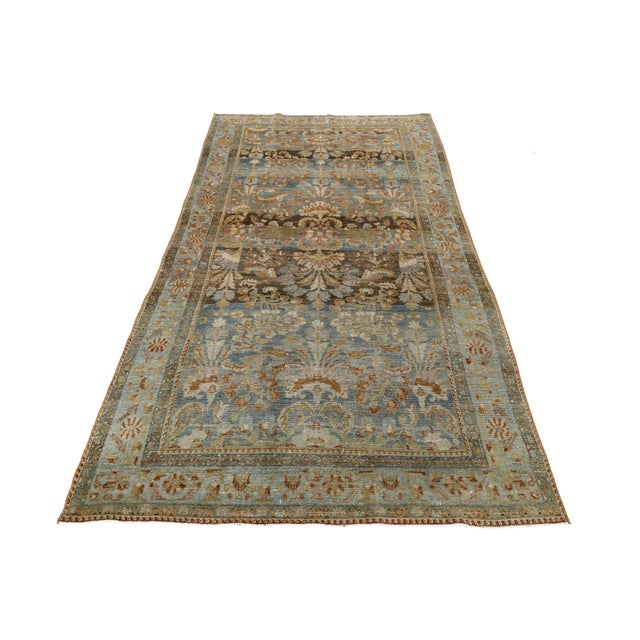 Antique Malayer Wool Area Rug With Muted Blue and Earth Tone Floral Pattern For Sale - Image 9 of 9