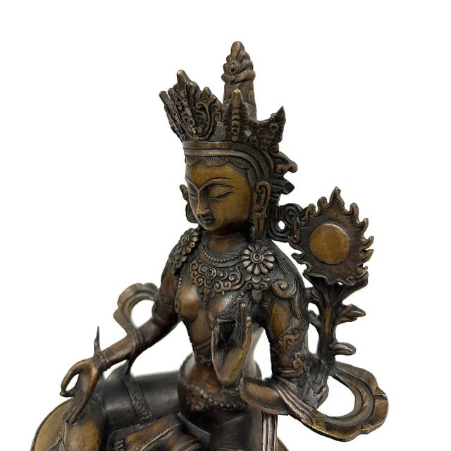 Early 20th Century Antique Tibetan Bronze Bodhisattva Tara (Du Mu) Statuary For Sale - Image 5 of 12