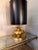 Gilt Brass Black Cylindrical Lampshade Table Lamp, 1970s For Sale - Image 3 of 6
