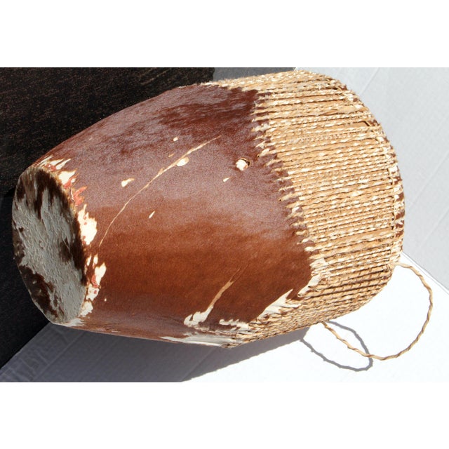 Animal Skin Tribal Embuutu Dual-Hide Drum Mid-Century Vintage Baganda Uganda For Sale - Image 7 of 13