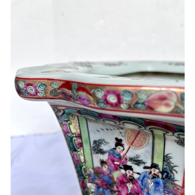 Vintage Chinese Rose Famile Hexagonal Footed Jardiniere For Sale - Image 15 of 18