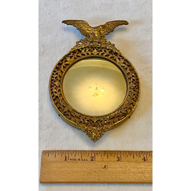 Small Early 20th Century English Regency Style Eagle Gold Gilt Scrollwork Filigree Design Convex Wall Mirror For Sale - Image 11 of 12