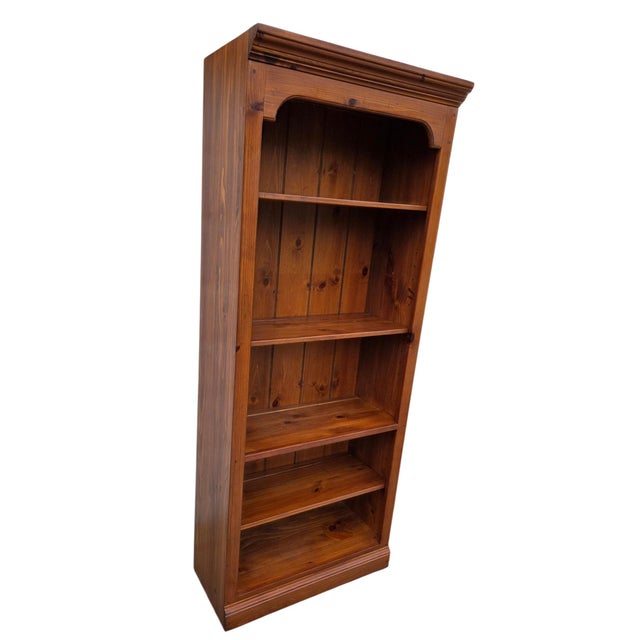 Ethan Allen Country Craftsman Bookshelf Cabinet Shelf Display Knotty Pine Hutch For Sale - Image 11 of 14