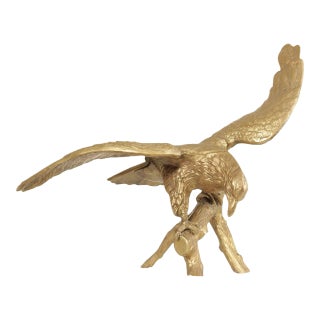 Vintage Large Brass Eagle Sculpture For Sale