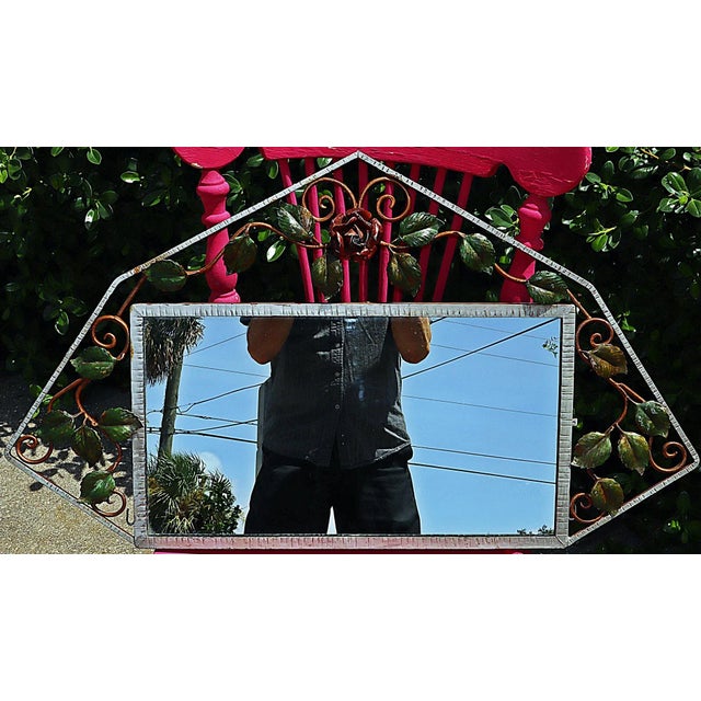 Metal 1920s French Iron Art-Deco Mirror For Sale - Image 7 of 7