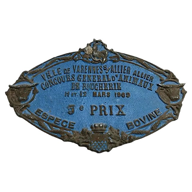 Blue Concours Agricole Varennes-sur-Allier Sign, 1989 For Sale