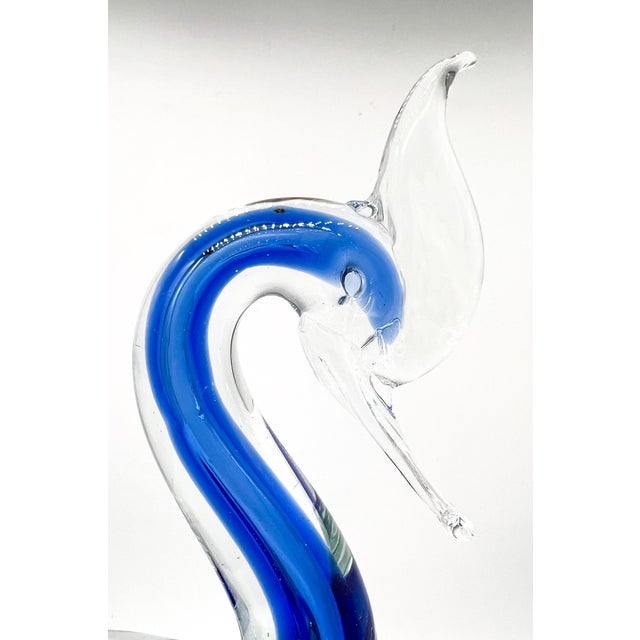Large Vintage Cobalt Blue Murano-Style Art Glass Crested Bird Sculpture – Hollywood Regency / Coastal For Sale In Houston - Image 6 of 12