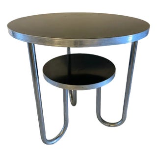 Vintage 1940s Bauhaus Modern Tiered Occasional Table by Royal Metal Manufacturing For Sale