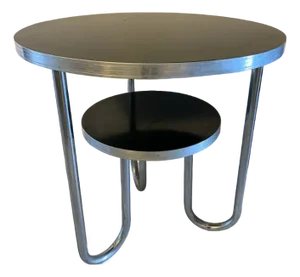 Vintage 1940s Bauhaus Modern Tiered Occasional Table by Royal Metal Manufacturing
