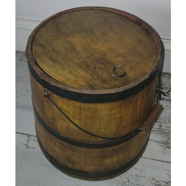 19Thc Original Mustard Painted Bucket W/ Lid For Sale In Los Angeles - Image 6 of 9