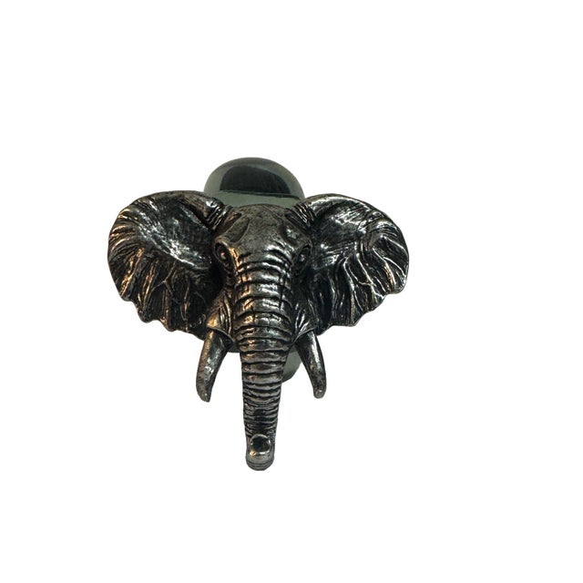 Vintage Safari African Wildlife Animals Handblown Glass & Pewter Napkin Rings - Set of 8 For Sale - Image 10 of 18