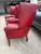 Pair of vintage red leather club chairs with nailhead trim. Leathercraft brand. The inside cushions were replaced with new...