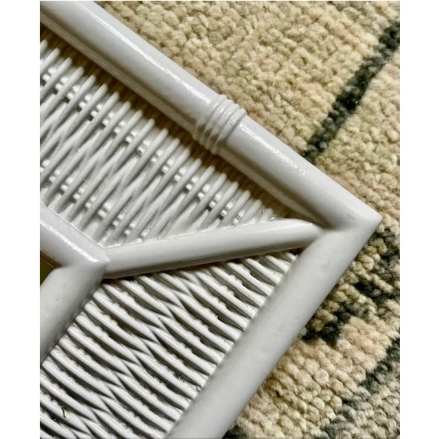 Wood Henry Link Style Coastal Wicker and Faux Bamboo Wall Mirror For Sale - Image 7 of 8