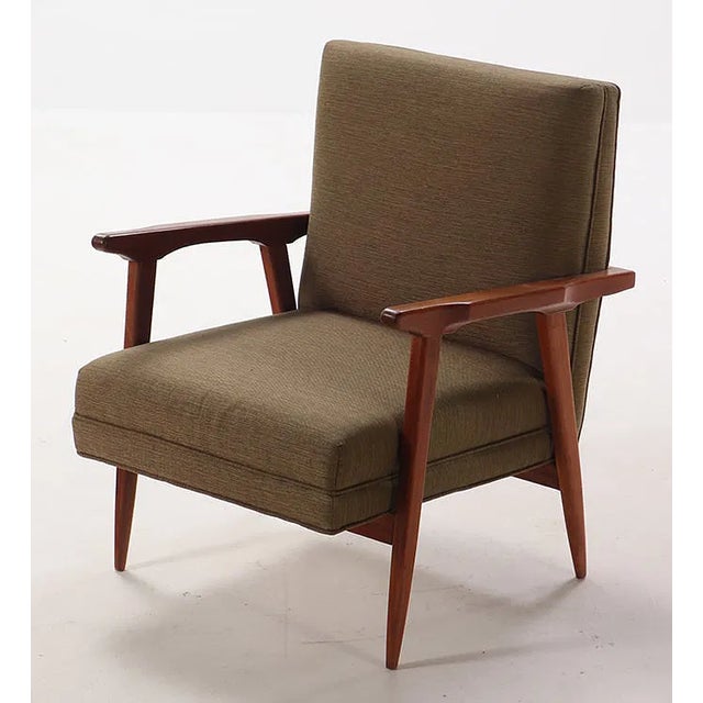 Mid-Century Modern Pair of Walnut Open Arm Chairs, C. 1950 For Sale - Image 3 of 8