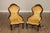 High Quality Vintage Pair of Mahogany Frame Tufted Armchairs with Floral Carved Back Rests