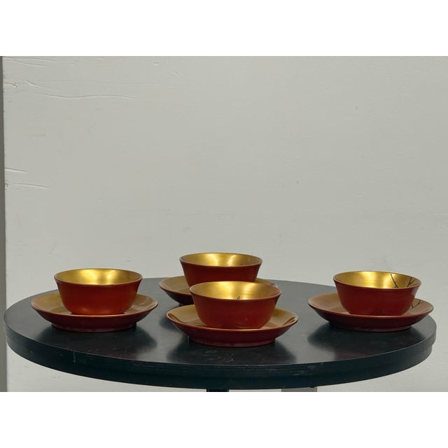Japanese Botanical Bowls & Plates, Set of Eight For Sale - Image 4 of 12