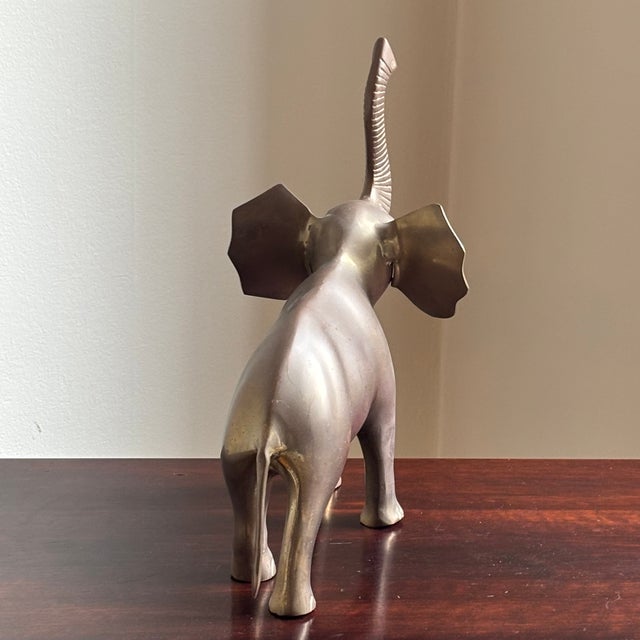 Large Mid-20th Century Brass Elephant Sculpture For Sale - Image 11 of 16