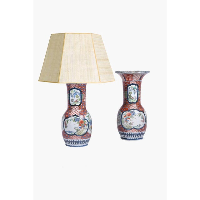 Antique Japanese Arita Imari Porcelain Vase Table Lamps, Set of 2 For Sale - Image 6 of 8