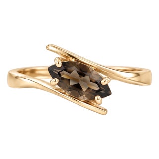 Smoky Quartz Statement Ring | Twisted Brown Gemstone Ring | Alternative Engagement Ring for Women Us 7 For Sale