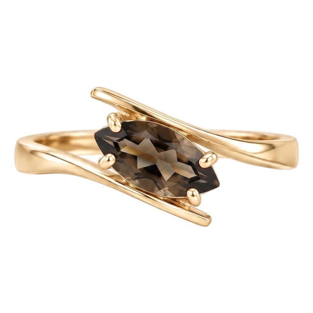 Smoky Quartz Statement Ring | Twisted Brown Gemstone Ring | Alternative Engagement Ring for Women Us 7 For Sale