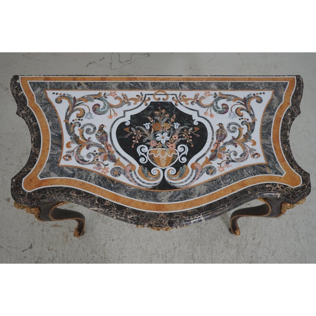 Pietra Dura Marble Top French Louis XV Console Table For Sale In Philadelphia - Image 6 of 18