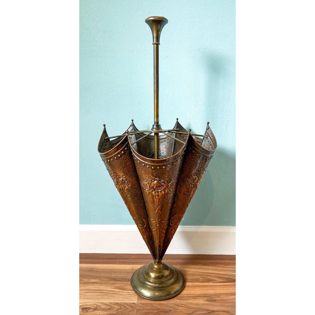 Vintage Copper and Brass Umbrella Stand For Sale - Image 4 of 10