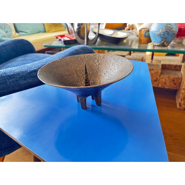 Brown Vintage Brutalist Bronze Candlestick by Michael Harjes, 1960 For Sale - Image 8 of 8