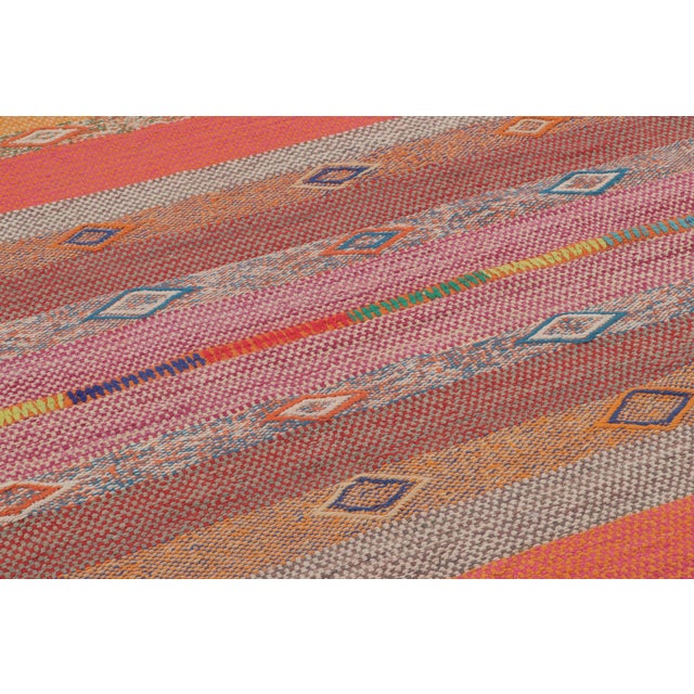 Rug & Kilim Vintage Peruvian Square Kilim, Polychromatic Geometric Stripes - Rug & Kilim For Sale - Image 4 of 7