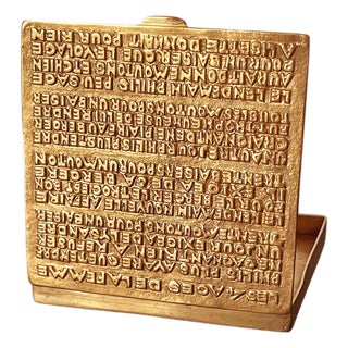 Gilded Bronze Box with Poem by French Art Jeweler Line Vautrin For Sale