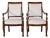19th Century Pair of Italian Empire Armchairs in Mahogany with White Velvet Upholstery, Genoa For Sale