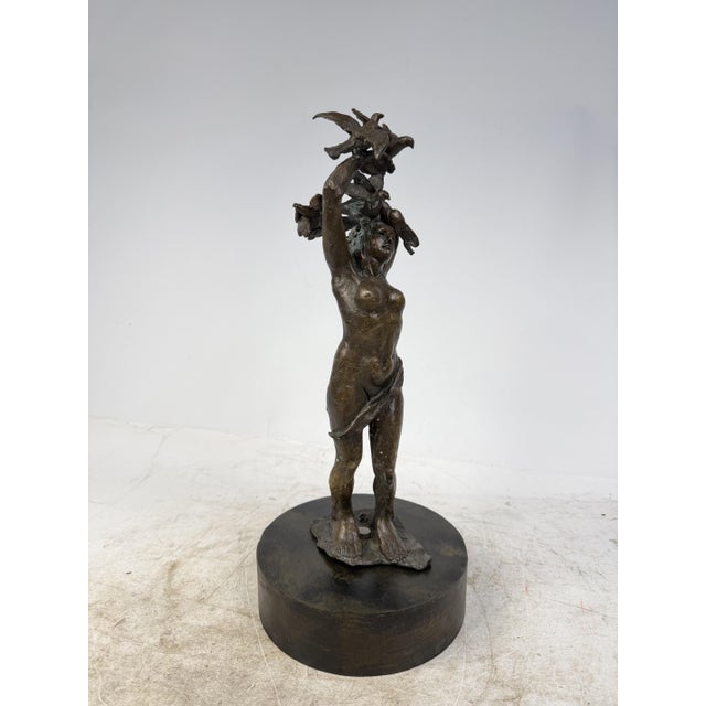 Female Figure with Flocks of Birds, 1920s-1940s, Bronze For Sale - Image 13 of 17