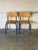 Mid-Century Modern Blue Tubular Steel Stacking Chairs Set of 2 European Vintage Mid-Century Modern 1970s For Sale - Image 3 of 11