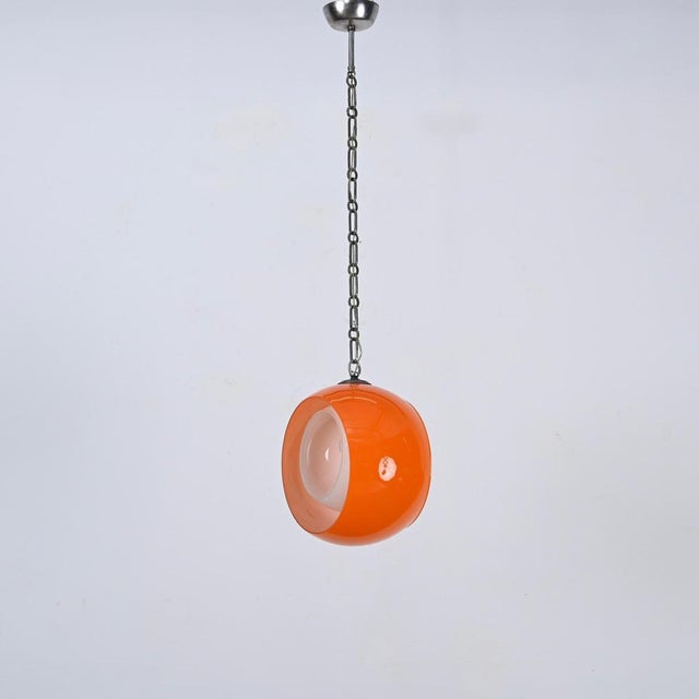 Gold Orange Murano Glass Eclipse Pendant attributed to Carlo Nason for Mazzega, Italy, 1960s For Sale - Image 8 of 15