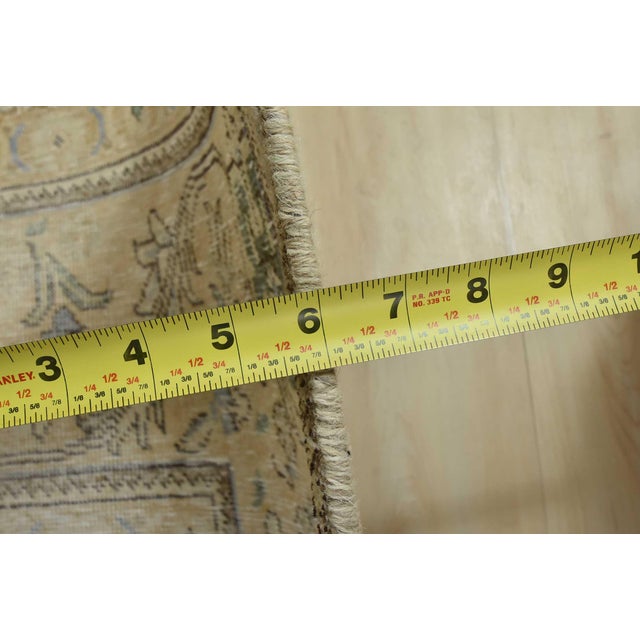 Tabriz Rug 9’11” X 12’9” Beige Wool Vintage Distressed Hand-Knotted Carpet For Sale - Image 13 of 15
