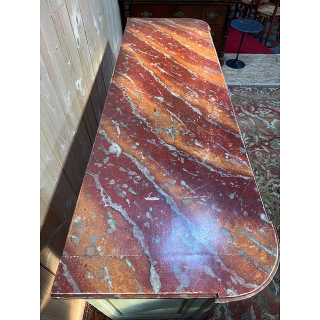 Low Louis XIV Painted Wood and Faux Marble Sideboard with Plinth For Sale - Image 3 of 8