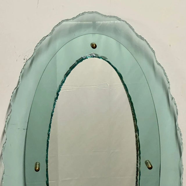 Italian Mid-Century Modern Fontana Arte Oval Glass Mirror or Plateau or Tray For Sale - Image 4 of 12