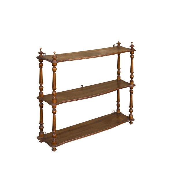Vintage Continental Wall Display Shelf With Carved Finial Details