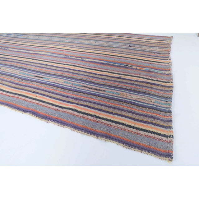 Textile Vintage Turkish Hand-Knotted Wool Cotton Purple Kilim Area Rug For Sale - Image 7 of 11