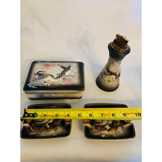 Mid 20th Century Dragonware Moriage Complete Smoking Ensemble - 4 Piece Set For Sale In Los Angeles - Image 6 of 13