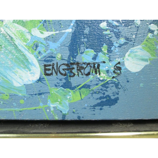 1969 Magnus Engstrom Painting Downhill Skier Mid Century Modern For Sale - Image 9 of 12