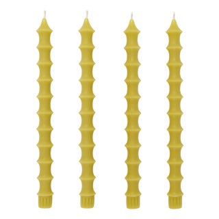 Bamboo Taper Candles - In Citron Green Set of 4 For Sale