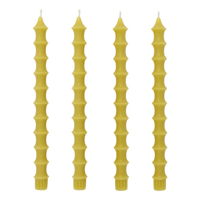 Bamboo Taper Candles - In Citron Green Set of 4 For Sale