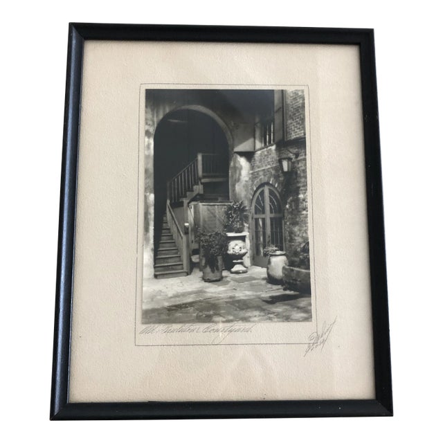 Mid 20th Century Eugene Delcroix Gelatin Silver Print Photograph “Old Brulatour Courtyard” For Sale